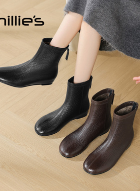 MILLIE S/妙丽短靴女士巨好看切尔西靴2025新款早秋内增高时装靴