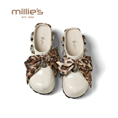 平底百搭外穿穆勒鞋 MILLIE 女春季 新款 妙丽豹纹蝴蝶结包头拖鞋