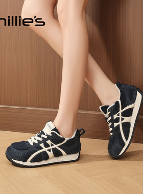 MILLIE S/妙丽加绒保暖德训鞋休闲风运动风轻职风冬季棉鞋学院风