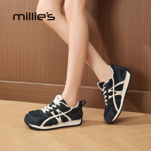 MILLIE S/妙丽加绒保暖德训鞋休闲风运动风轻职风冬季棉鞋学院风
