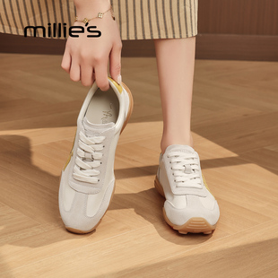 MILLIE'S/妙丽复古风德训鞋女2026新款夏季厚底增高休闲鞋