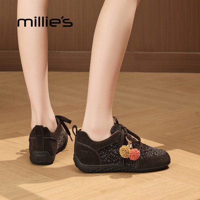 MILLIE S/妙丽2025年秋季新款增高德训鞋复古阿甘鞋运动休闲鞋女