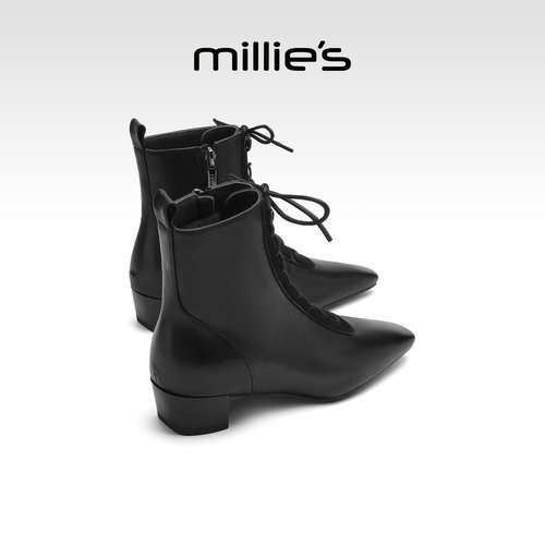 millies妙丽女靴2026年秋冬季新款加绒保暖棉鞋舒适软底骑士短靴