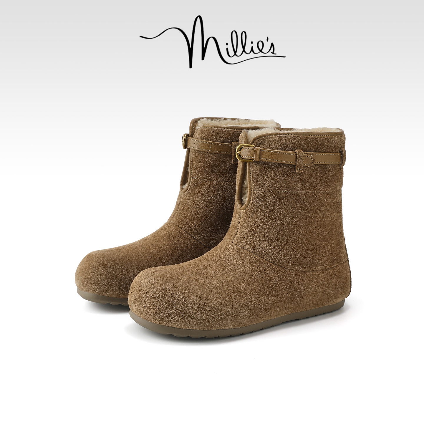 millies妙丽雪地靴加绒女靴冬季新款真皮加棉棉靴短筒靴毛毛靴子