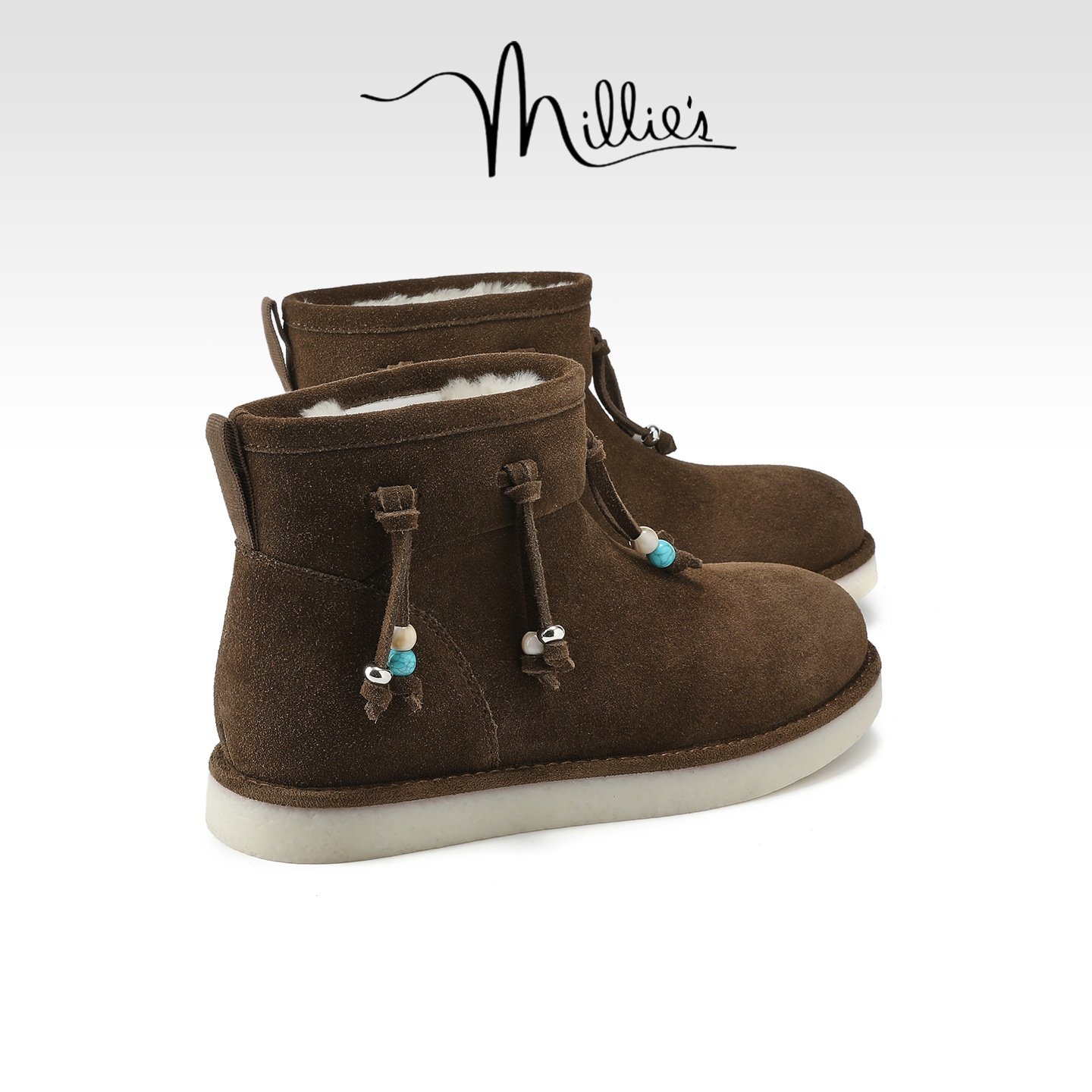 MILLIE'S/妙丽毛绒雪地靴女冬季新款加绒保暖厚底短靴百搭休闲鞋