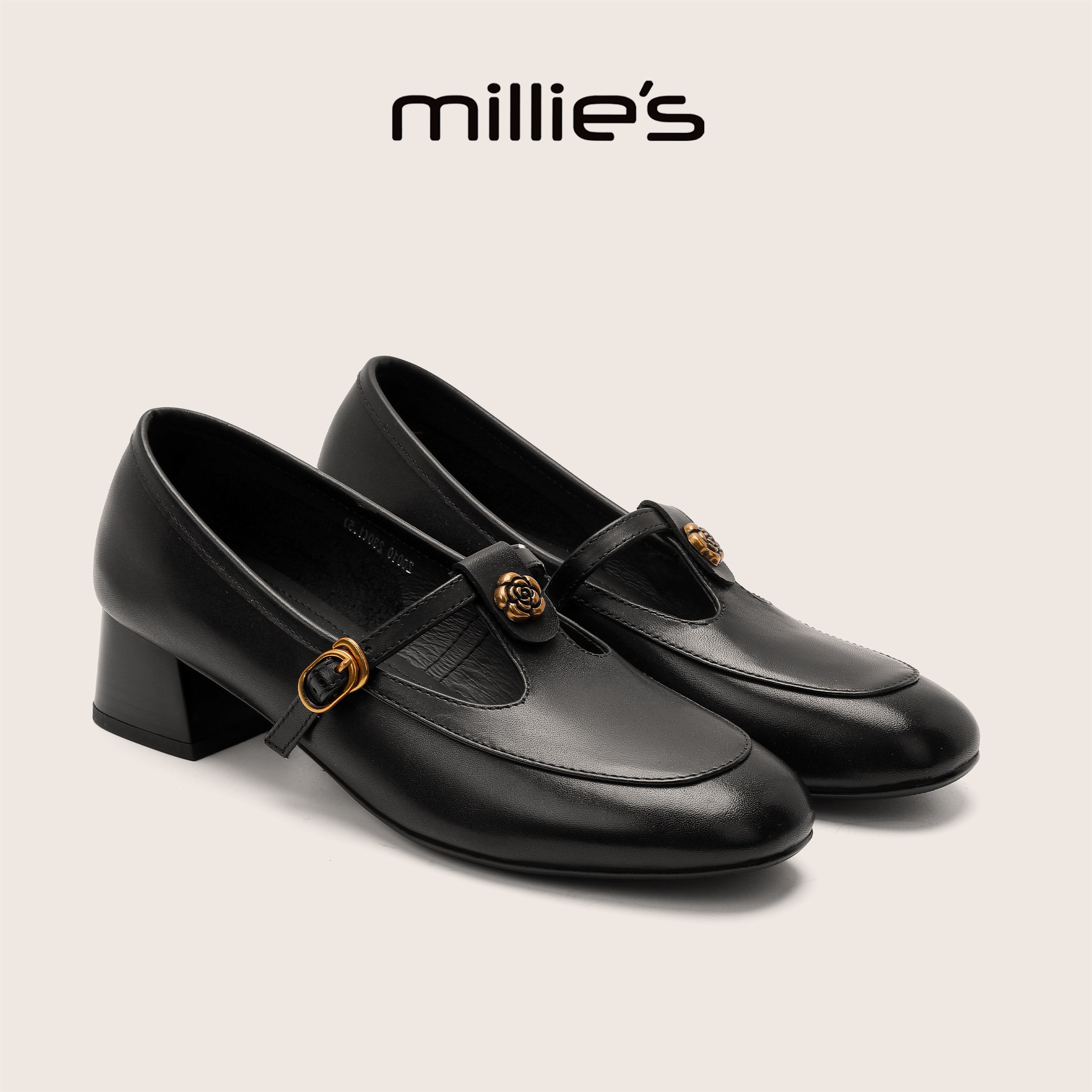 MILLIE'S/妙丽官方旗舰店巨好看法式复古风玛丽珍鞋女一字扣单鞋C