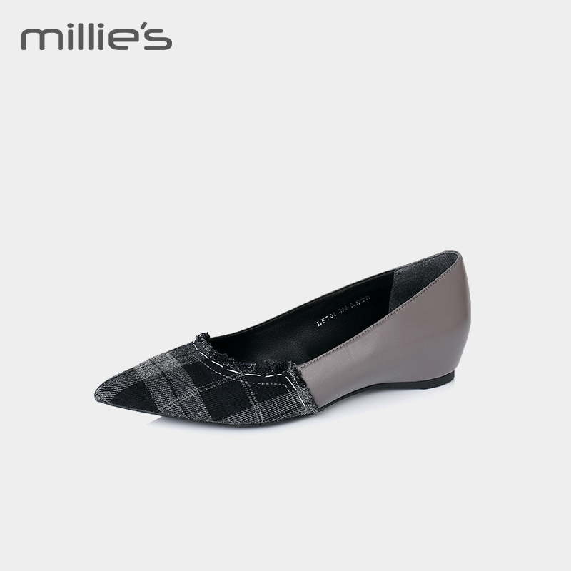 LF701CQ6妙丽牛皮浅口平底单鞋女尖头复古女鞋smillie