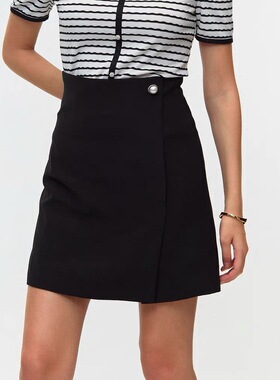 特价大雅家firststation简约黑色A型一片式半身裙22春夏新款3216C