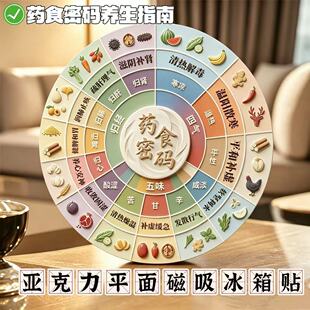 家庭生活健康药食密码亚克力冰箱贴健康对症国风食疗科普磁贴