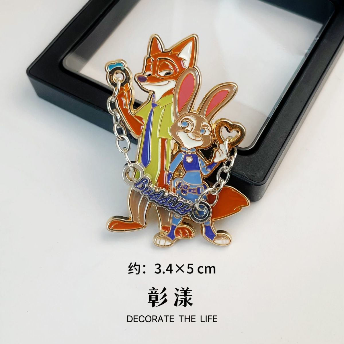 卡通疯狂动物周边链条胸针兔子警官朱迪可爱狐狸尼克金属包包徽章