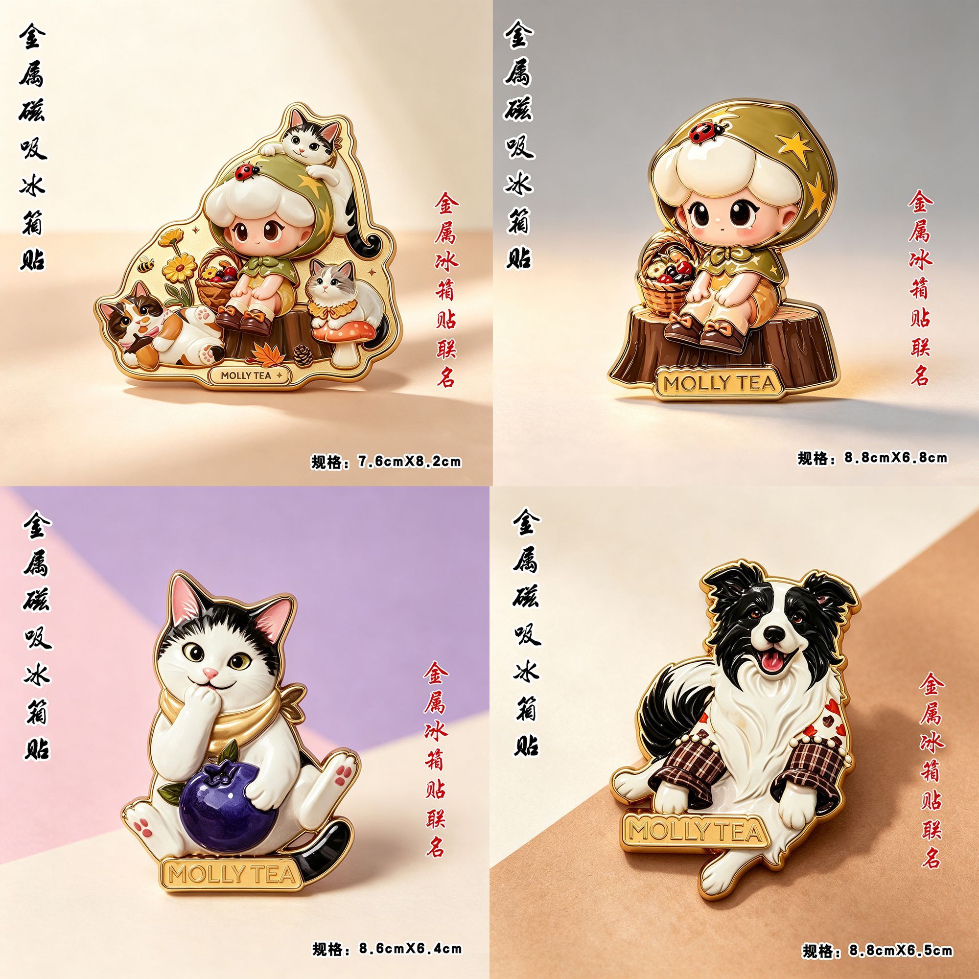 茉莉奶白联名金属磁吸冰箱贴