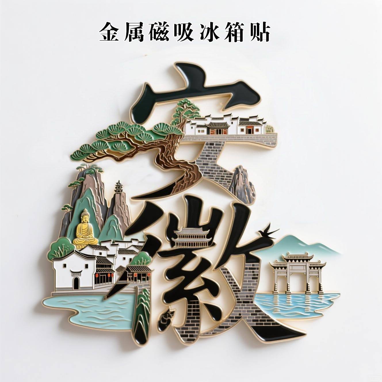 安徽字体城市景点金属冰箱贴图片