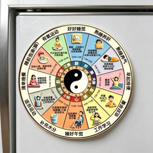 养生十二时辰图亚克力磁吸冰箱贴