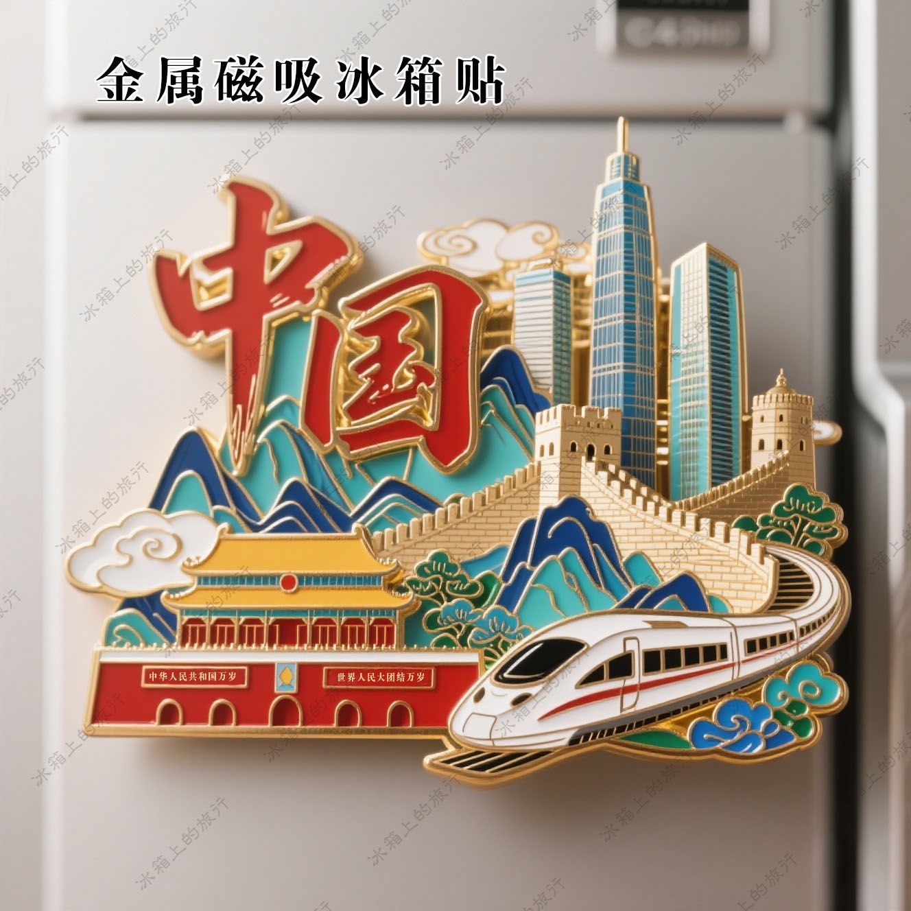 2025祖国万岁金属磁吸冰箱贴