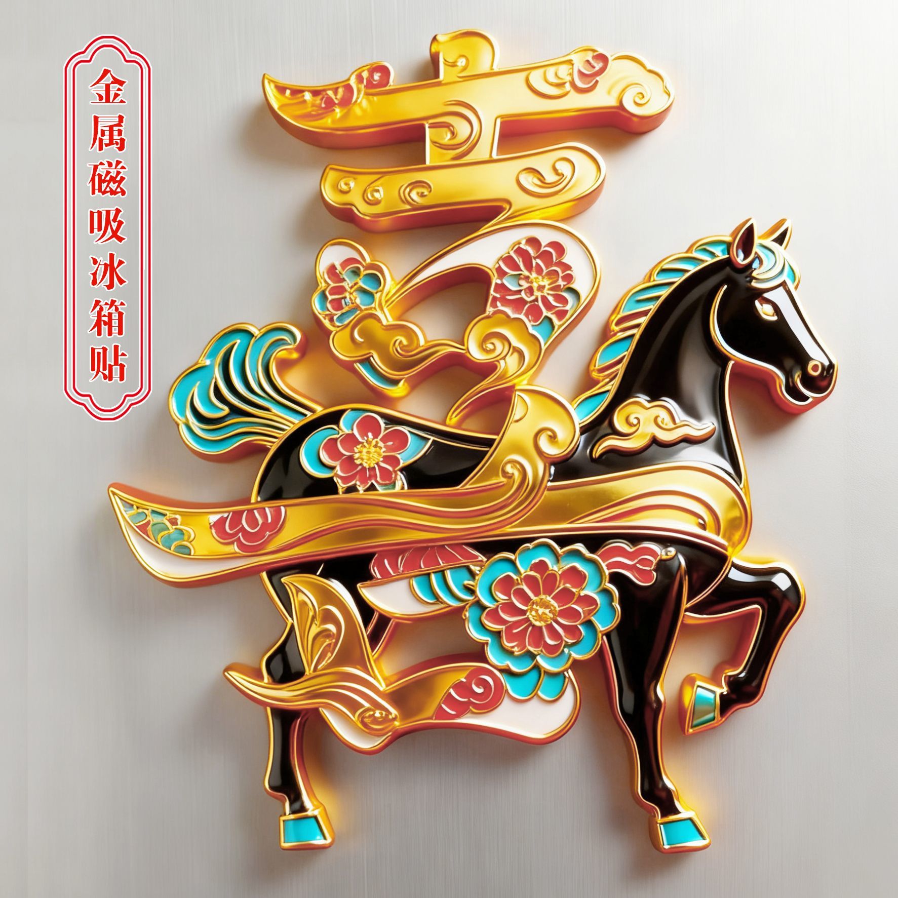 马上有喜金属磁吸冰箱贴