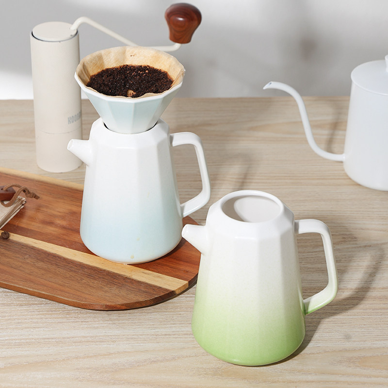 koonan卡纳陶瓷窑变v60滤杯渐变色手冲咖啡壶套装锥形咖啡过滤器