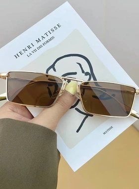 2025年新款小方框浅绿色太阳眼镜男金框圆脸显瘦素颜网红墨镜女潮