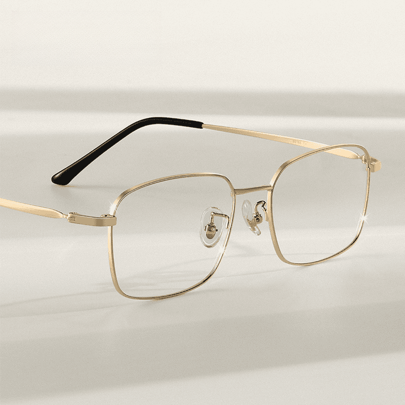 金丝眼镜理工男款斯文痞帅超轻钛架方框高颜值变色防蓝光近视眼镜