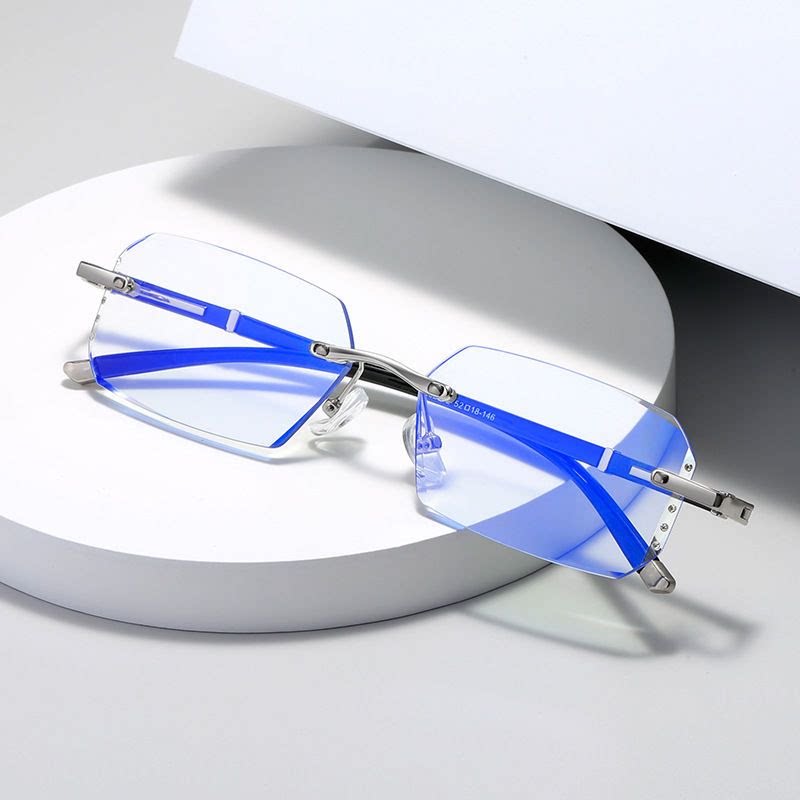 成品近视镜男女超轻无框钻石切边防蓝光防辐射眼镜电脑护目镜大脸