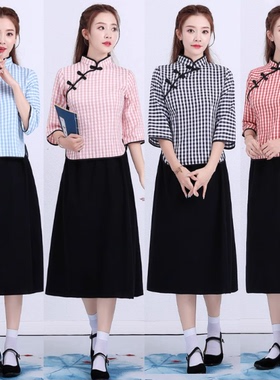 民国学生装女五四青年中山装合唱复古班服怀旧朗诵老师演讲演出服