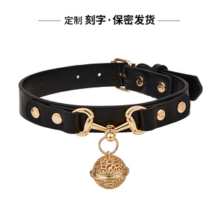 宫铃项圈女高级黑色铃铛锁骨项圈牵引绳