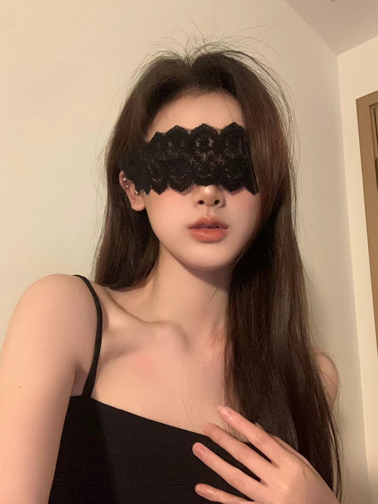 性感蕾丝禁欲系眼罩氛围感纯欲面纱网红cos直播道具情趣蒙眼调情图片