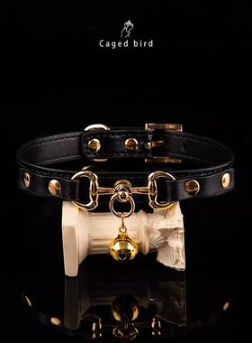 Puppy铃铛牛皮项圈choker颈圈女m脖圈颈饰k9情侣颈带可刻字定制