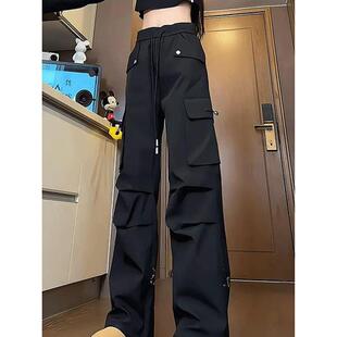 黑色速干工装裤女秋冬大码户外加绒冲锋裤子小个子登山裤防水防风