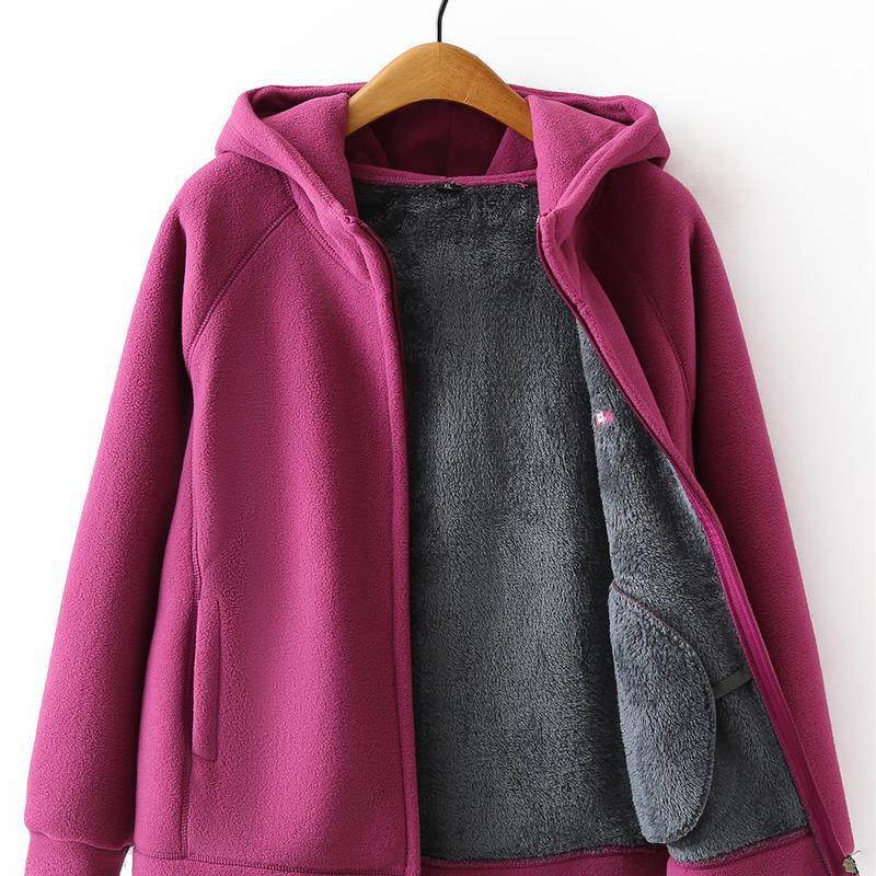 中老年妈妈休闲外套加绒加厚连帽卫衣女秋冬新款奶奶秋冬装抓绒衣