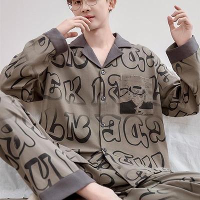 睡衣男士2025新款春秋季纯棉长袖大码男款青少年高中学生大童套装