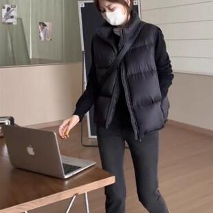 白鸭绒羽绒马甲女短款背心秋冬2025新款立领高级感小个子坎肩外穿