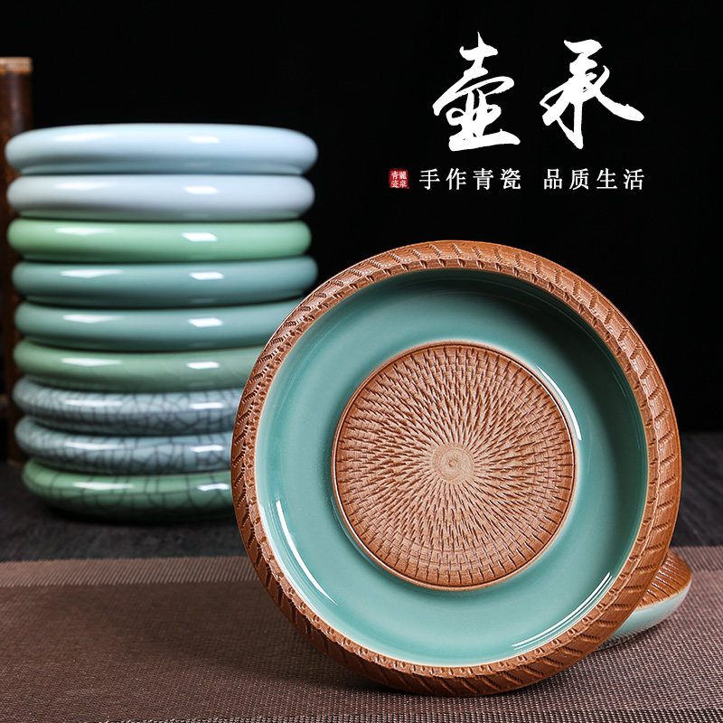 龙泉青瓷黄汉弟壶承茶托摆件高档功夫茶具个人专用品