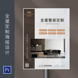 室内家居全屋定制海报家具广告宣传单装饰公司PSD模板素材648