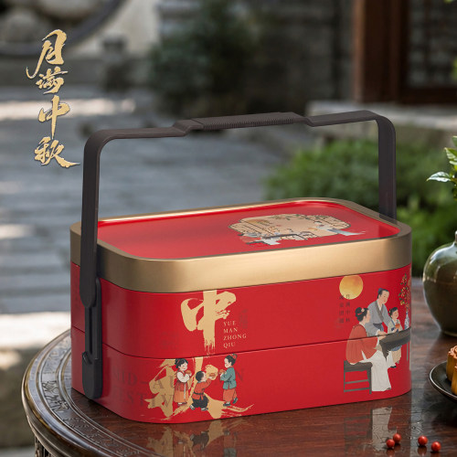 铁盒手提双层8粒月饼盒