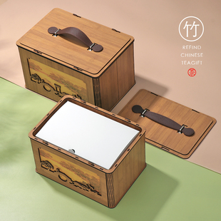 茶叶礼盒装空盒竹制半斤一斤装通用普洱茶散茶老白茶包装盒空礼盒