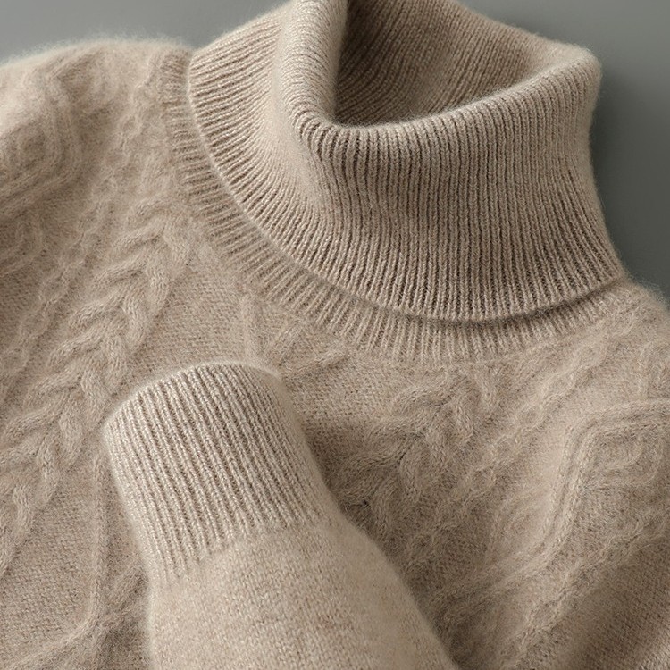 100%纯羊绒衫男士高领加