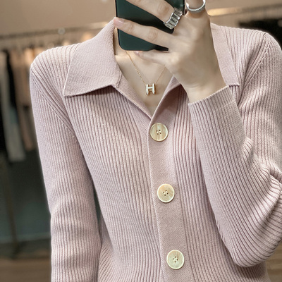 秋冬新款100%纯棉线翻领