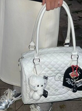 中古HelloKitty托特包可爱甜妹软皮单肩手提包女大容量外出旅行袋