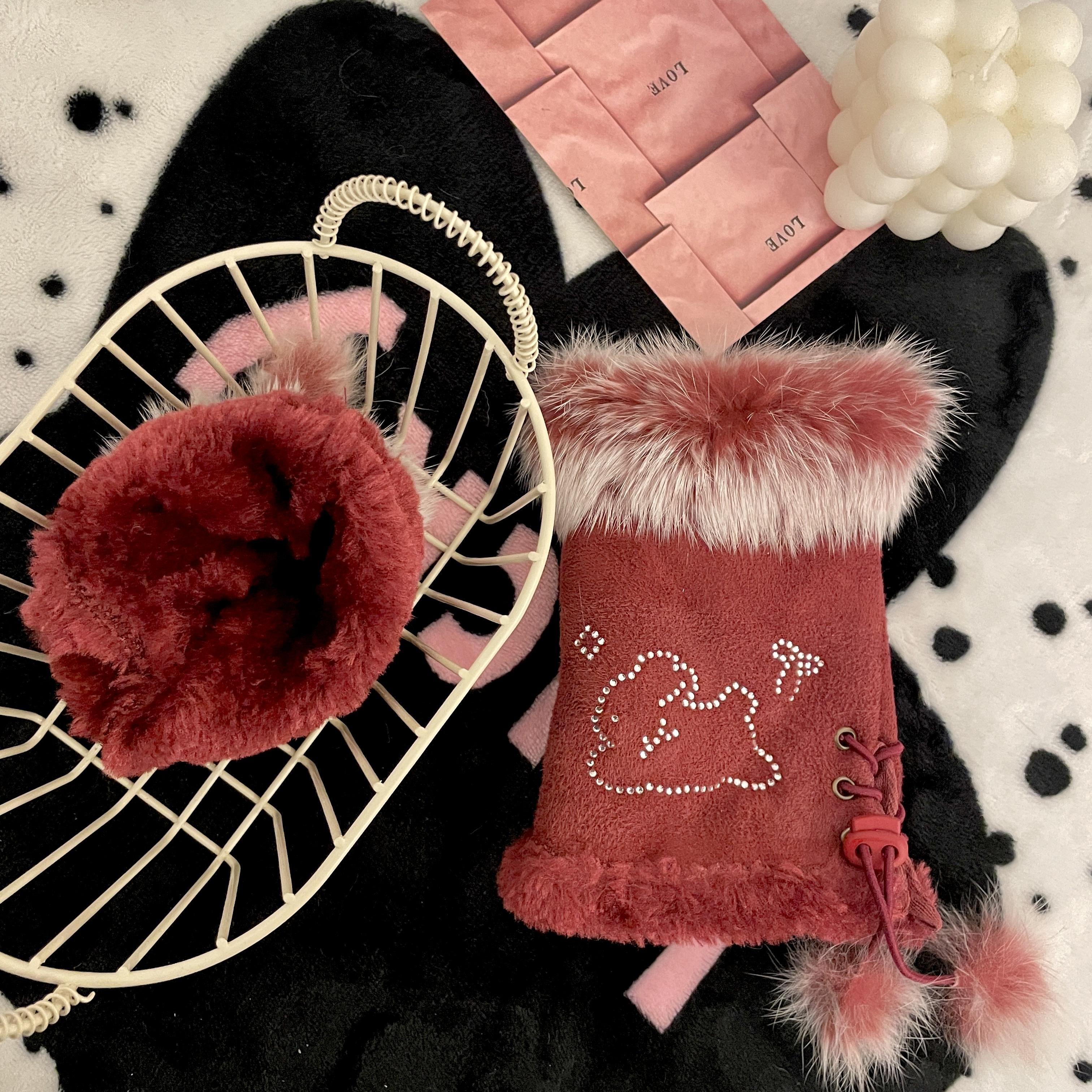 仿兔毛毛绒保暖防寒手套