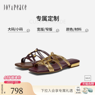 [定制小码33/大码40胖瘦脚]真美诗2026夏金色饰扣拖鞋YQT62BT6C