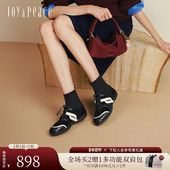 真美诗悦动琴键2025冬季 新款 黑白撞色舒适运动休闲短靴袜靴子女