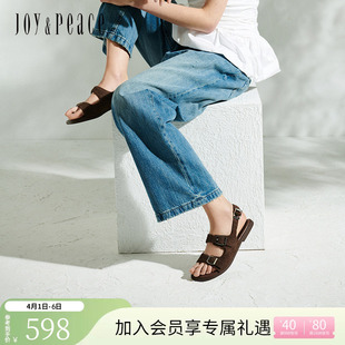 长毛牛绒双排扣老钱风凉鞋 女外穿Y2568BL5 新款 真美诗夏季