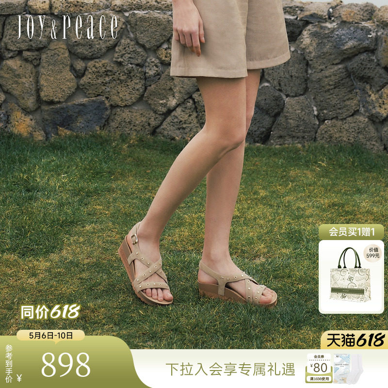 真美诗摇滚牧歌2026夏季新款休闲复古罗马凉鞋5cm厚底勃肯凉鞋女