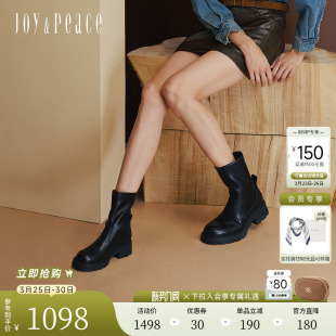短靴女1783ADZ5 复古显瘦弹力瘦瘦靴厚底时装 真美诗冬季 新款