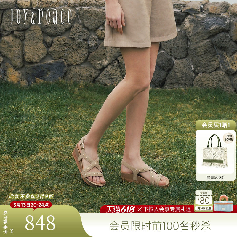 真美诗摇滚牧歌2026夏季新款休闲复古罗马凉鞋5cm厚底勃肯凉鞋女