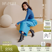 董洁同款 羊皮短靴瘦瘦靴弹力靴女YVA29DD4 真美诗黄金分割冬季