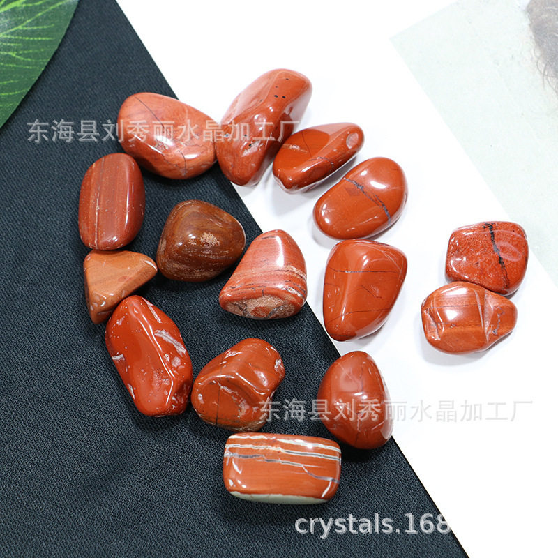 天然水晶红碧玉原石打磨抛光滚石鱼缸花盆观景石摆件直供
