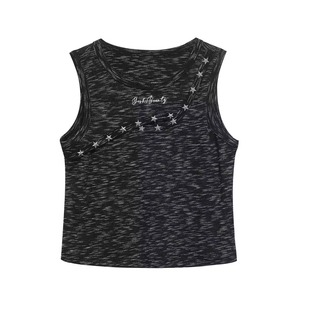 短款 y2k轻亚比文化朋克千禧辣妹背心女刺绣修身 上衣ins 蚀月镜