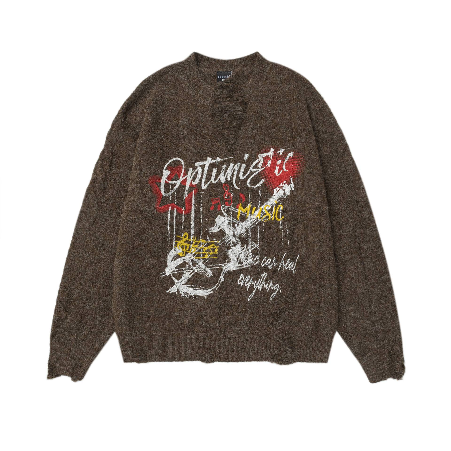 【蚀月镜】y2k轻亚摇滚朋克涂鸦针织衫破洞毛衣女秋冬辣妹上衣ins