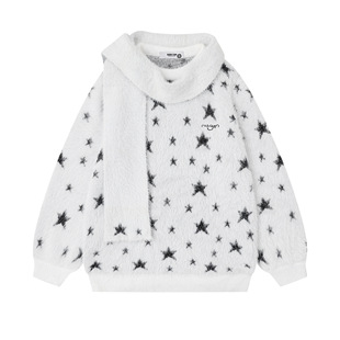 ins y2k千禧风星星软糯毛衣女宽松慵懒围巾两件套针织衫 蚀月镜